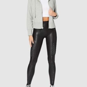 SPANX Black Faux Leather Moto Leggings